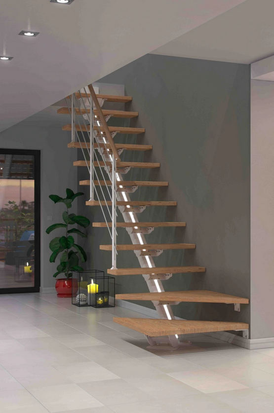 DOLLE SYDNEY - modulové schody přímé do 292 cm, zábradlí DESIGN